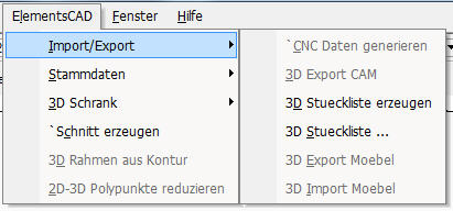 Vectorworks-tischler-Menue