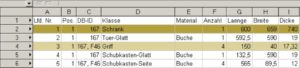 Holzliste-erzeugen-Materialliste-Schreiner-Tischler-CAD-Excel-openoffice